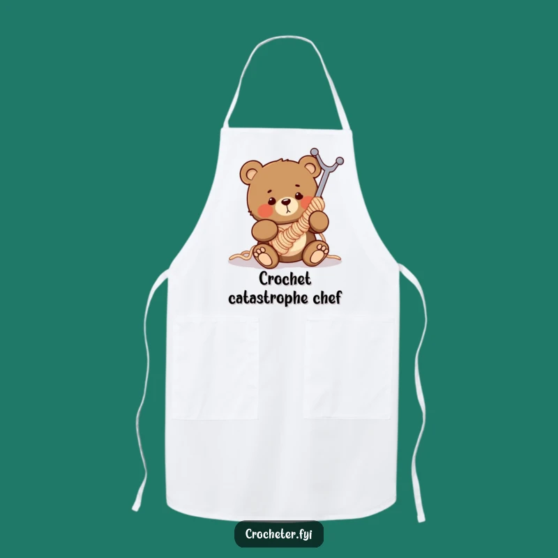 Funny Clumsy Bear Crochet Apron - Hilarious Gift for Bakers & Crafters