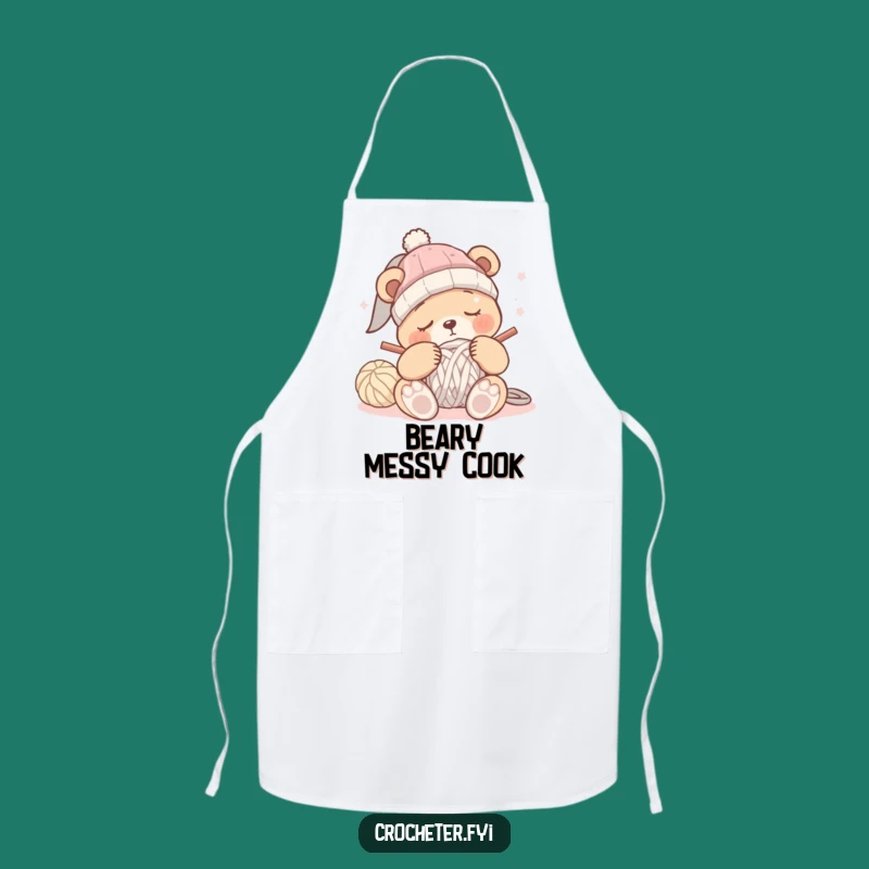 Funny Sleepy Bear Crochet Apron: Humorous Wear for Lazy Crafters