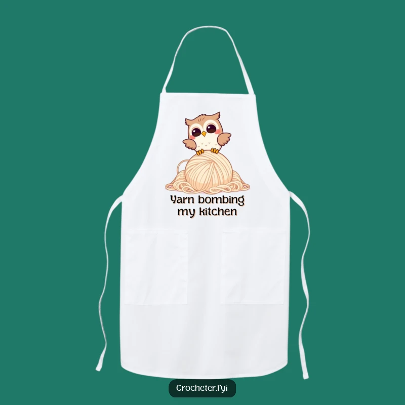 Funny Giggling Owl Apron: Playful Yarn Dropping Chef Apron, Great Funny Gift