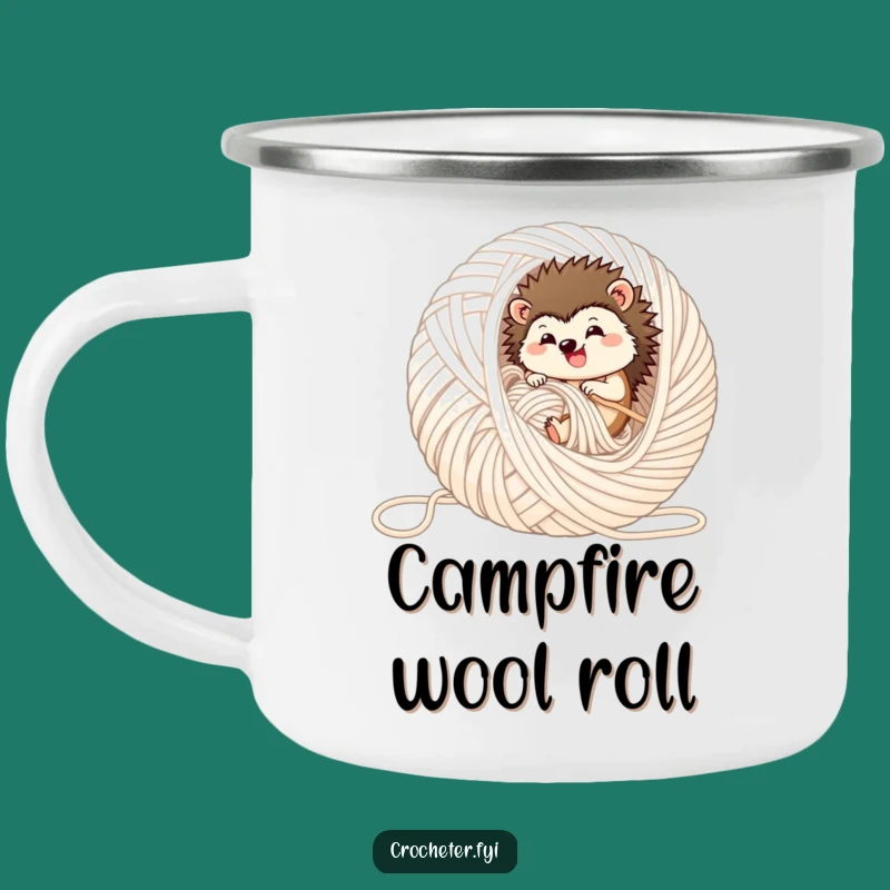 Funny Hedgehog Yarn Camping Mug - Outdoor Cozy Companion!