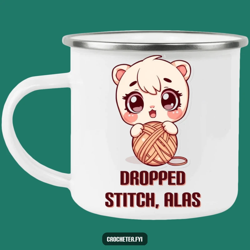 Funny Surprised Yarn Drop Camping Mug - Adventure-Ready Laughs for Crafters!