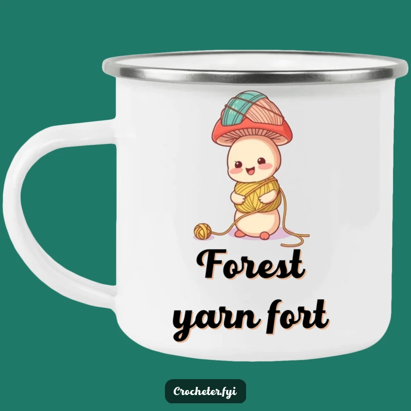 Funny Mushroom Yarn Balance Enamel Camping Mug - Whimsical Outdoor Gift
