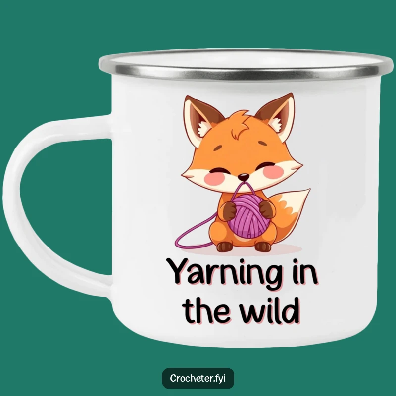 Funny Fox Yarn Ball Camping Mug: Outdoorsy Animal Companion