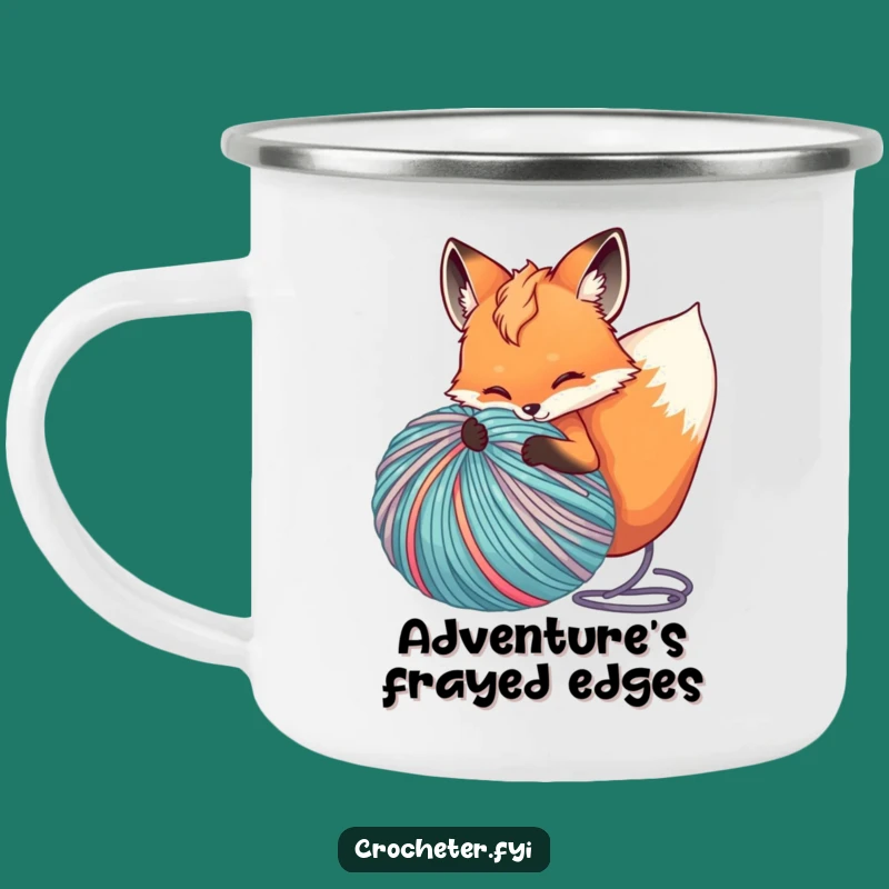 Funny Fox Yarn Camping Mug: Enjoy Your Brew Amidst Cozy Chaos