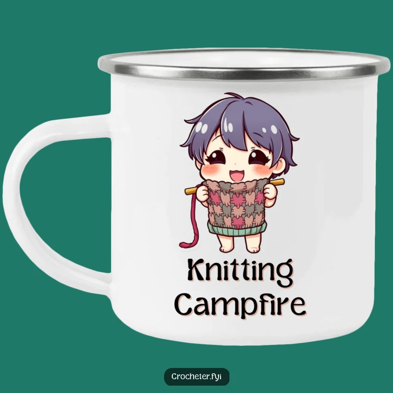 Funny Knitted Item Camping Mug: Adventure with Crafting Pride