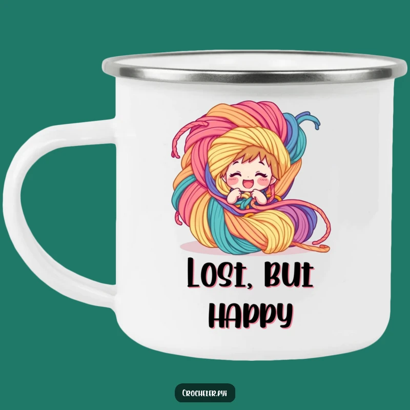 Funny Yarn Tangle Camping Mug - Campfire Tales of Crafty Shenanigans