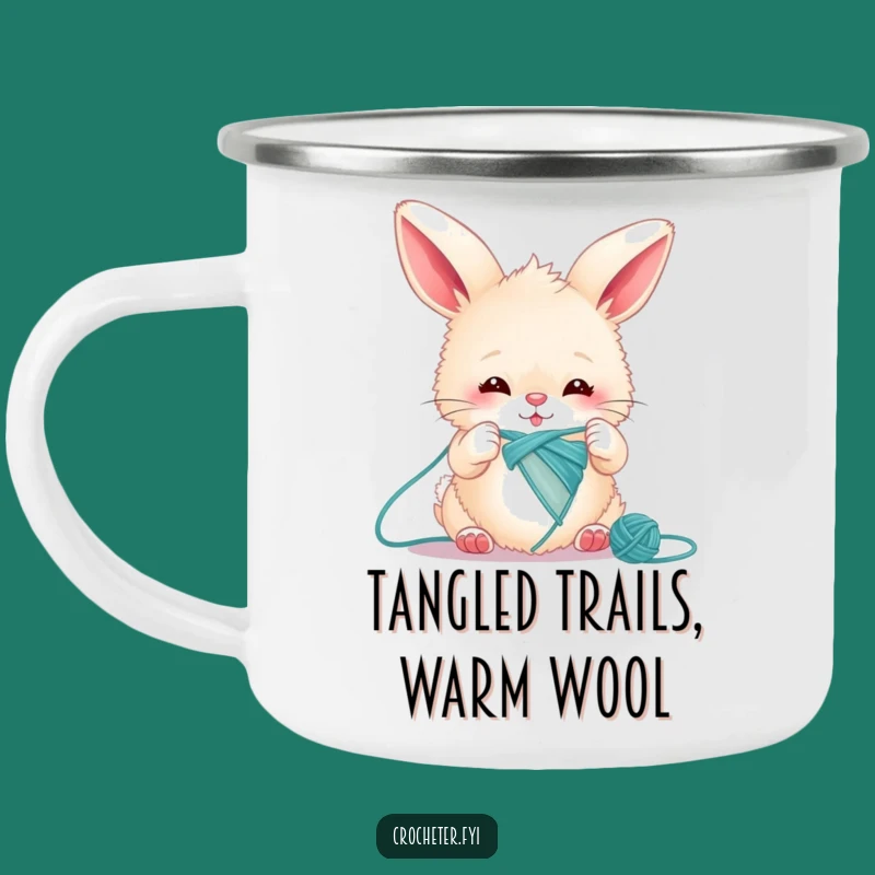 Funny Bunny Knitting Camping Mug: Durable & Humorous Outdoor Craft Gift