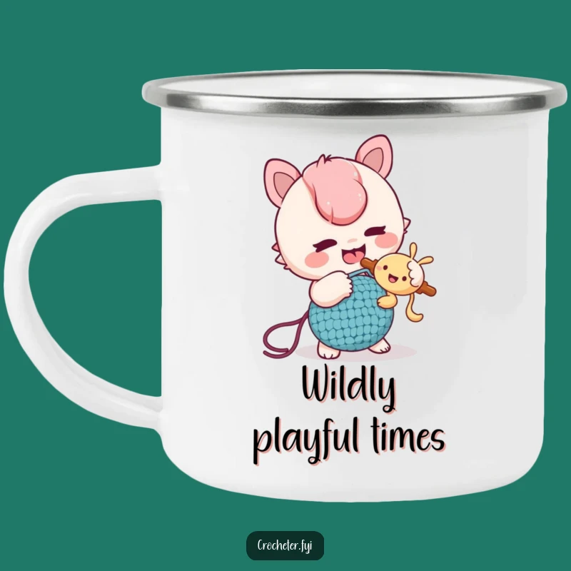 Funny Tickle Camping Mug - Campfire Pranks with Crochet Hook Charm