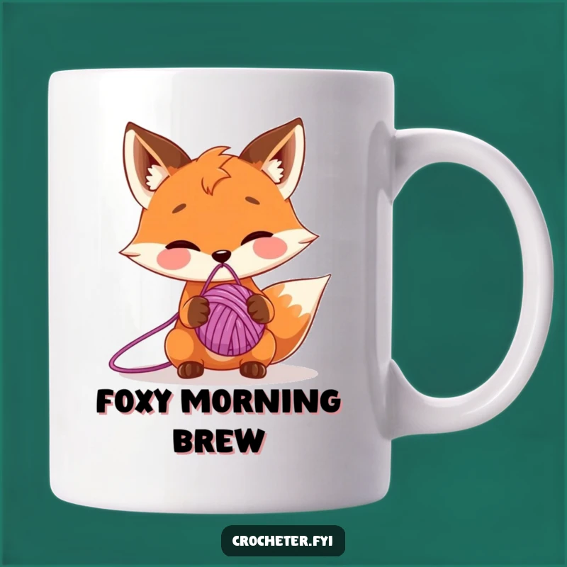 Funny Fox Yarn Ball Mug: Playful Cartoon Animal Gift