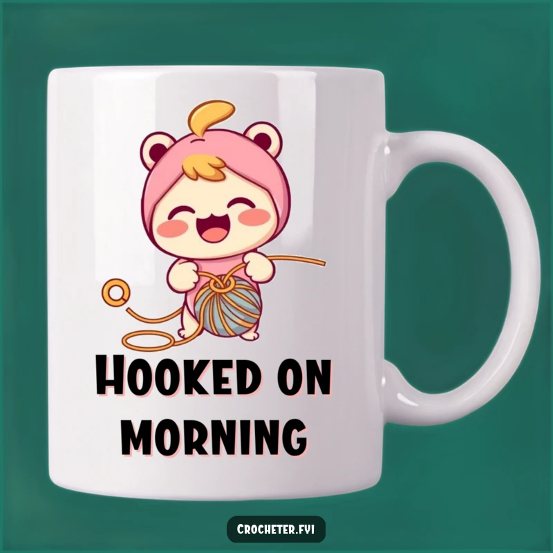 Funny Crochet Character Mug - Enthusiastic Hook & Yarn Gift for Crafters