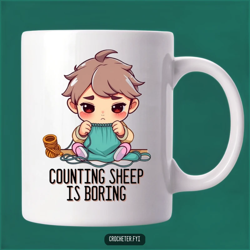 Funny Focused Knitter Mug Gift: Determined Character Counting Stitches with Zeal