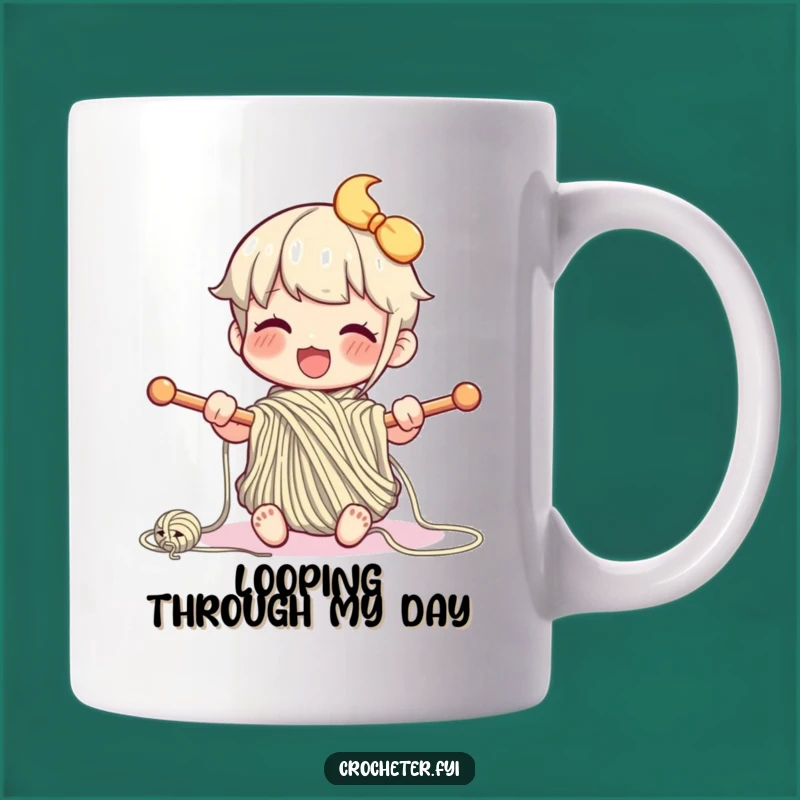 Funny Knitting Character Mug: Enthusiastic Yarn Fun, a Perfect Gift for Crafters