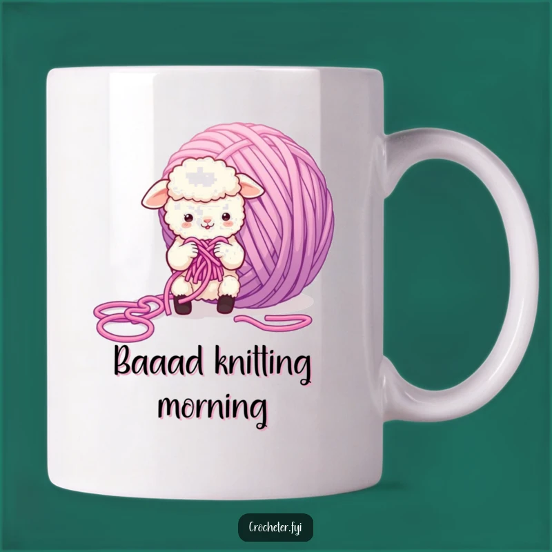 Funny Sheep Knitting Yarn Mug: Fluffy Character Struggle Gift for Crafters