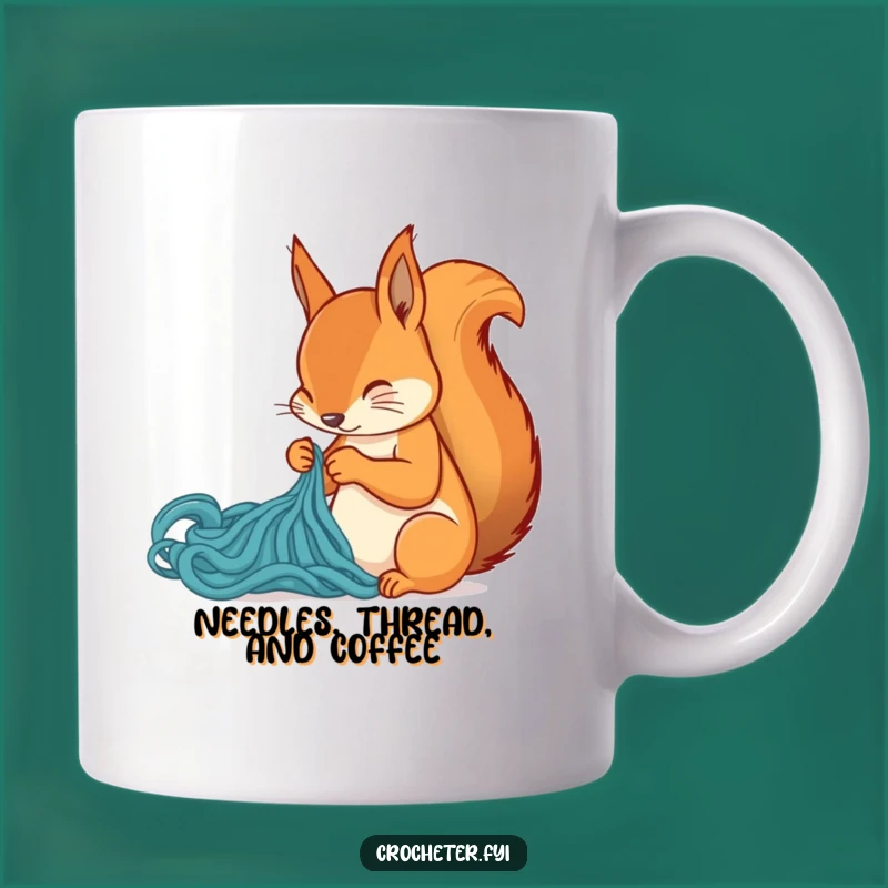 Funny Squirrel Stitch Mug: A Crafter's Delightful, Humorous Gift for Knitting Lovers