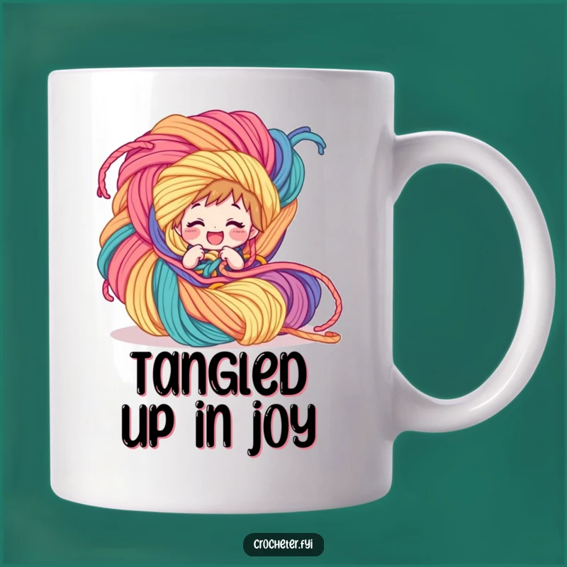Funny Yarn Tangle Mug - Giggling Character's Crafty Chaos Gift