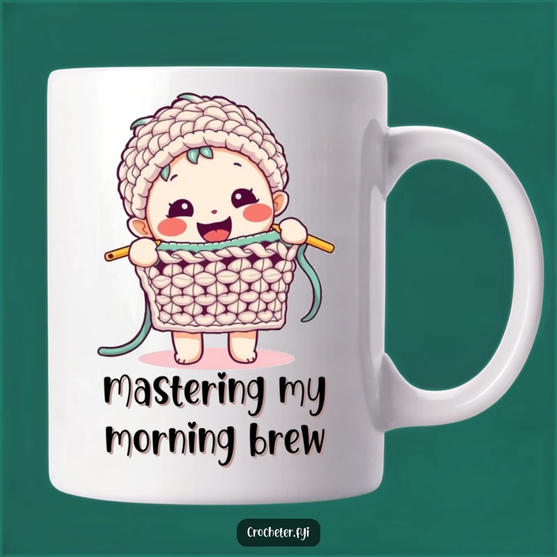 Funny Crochet Master Mug: Happy Character, Complex Stitch, Enthusiast Gift