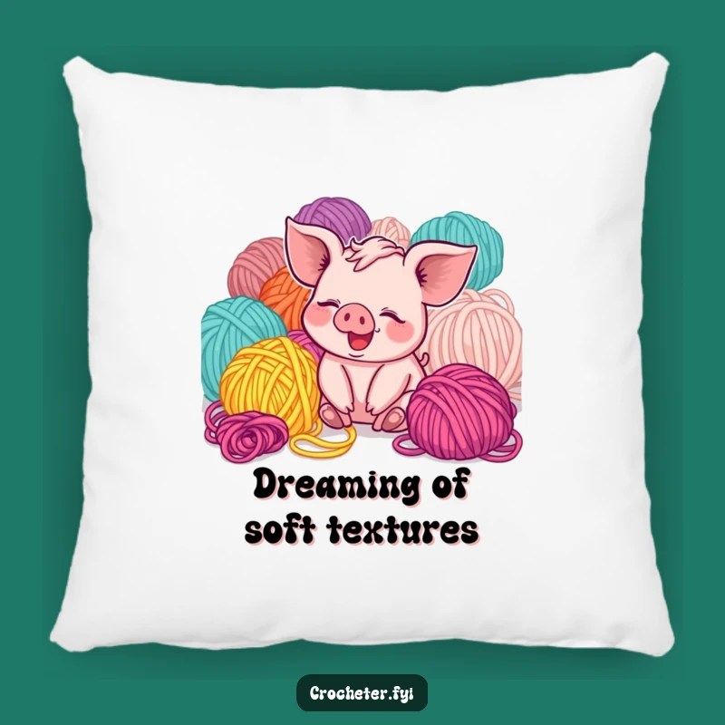 Funny Piglet Yarn Pillow: Cozy, Humorous Accent for Crafting Nooks and Living Spaces