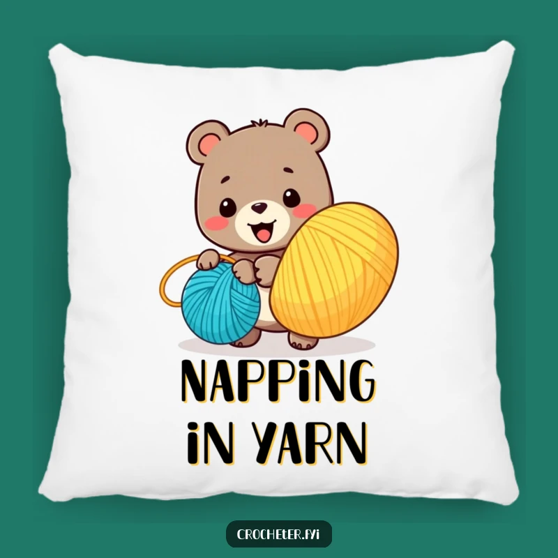 Funny Bear Yarn Winder Pillow: Comfy Cartoon Comfort