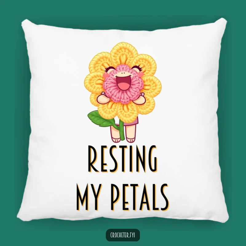 Funny Crochet Flower Pillow - Cozy Accent for Crafty Spaces