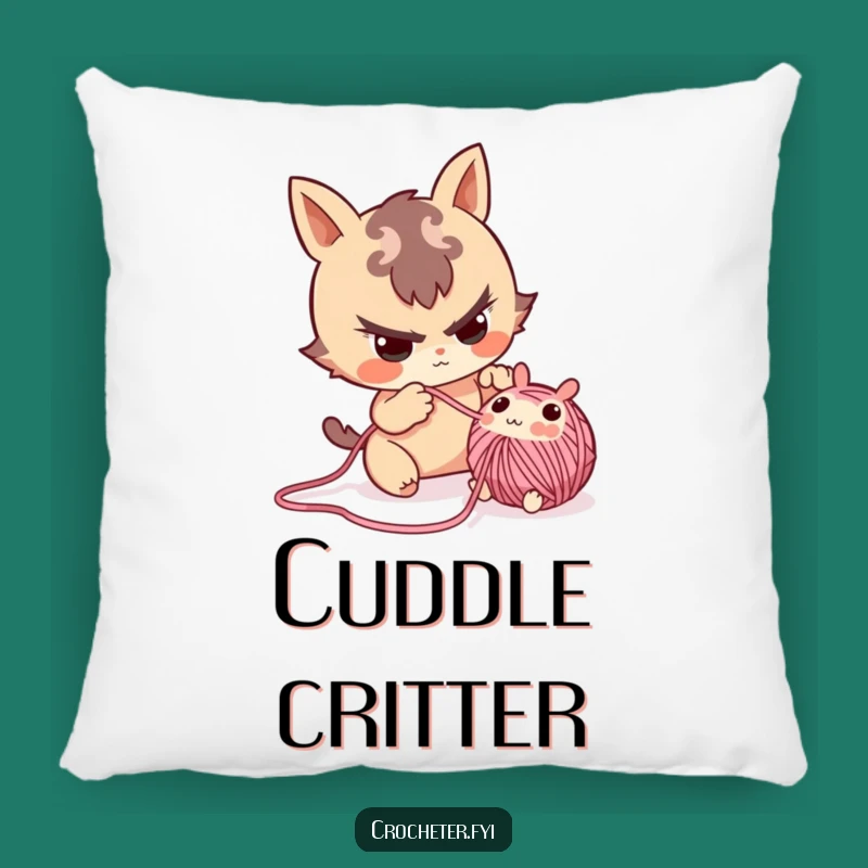 Funny Yarn Critter Pillow: Mischievous Crafter's Cozy Surprise Accent