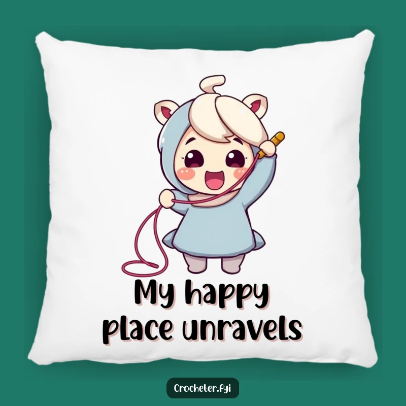 Funny Crochet Pillow: Cheerful Character Yarn Pulling Accent, Cozy Craft Gift