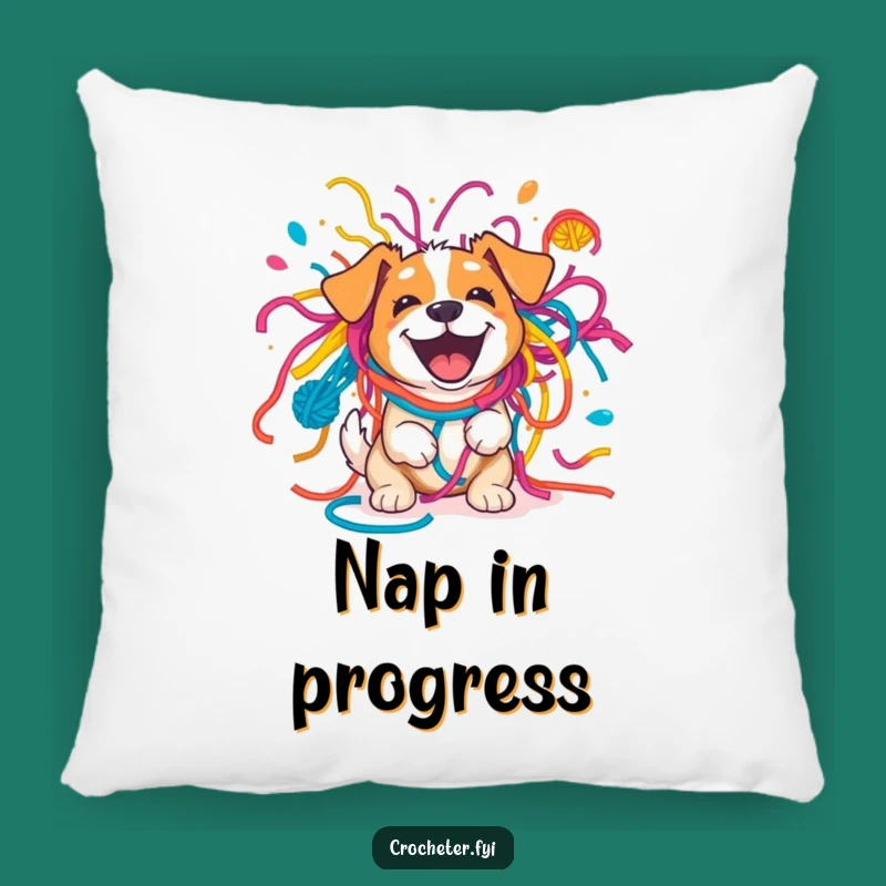 Funny Dog Yarn Explosion Pillow - Cozy & Comedic Home Decor