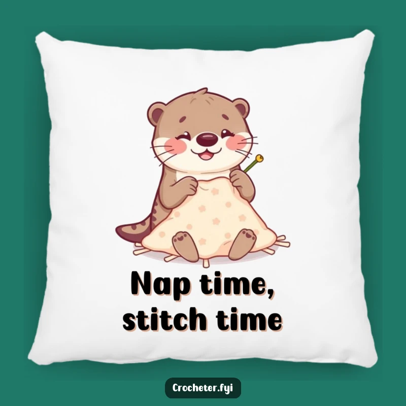 Funny Otter Stitching Pillow: Soft & Comedic Crafting Otter Cushion, Cozy Gift