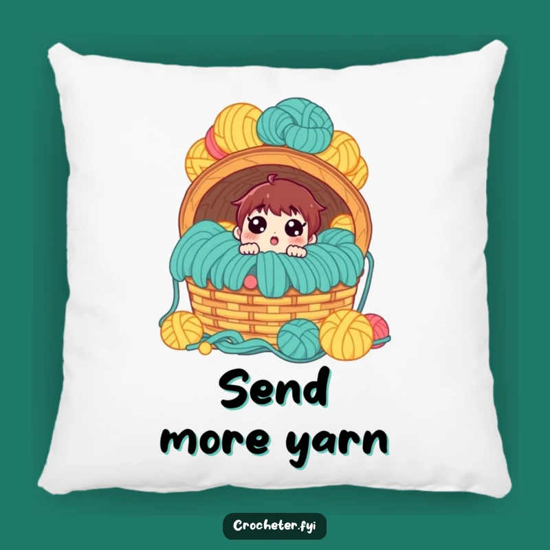 Cozy Funny Yarn Basket Pillow: Cuddle Up with Crafter's Humor