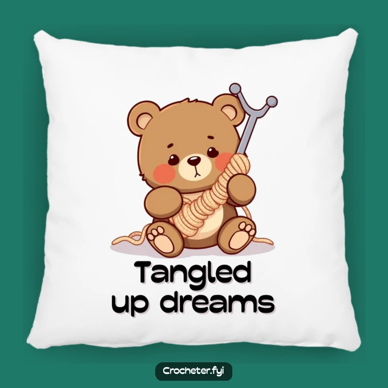 Funny Clumsy Bear Crochet Throw Pillow - Hilarious Home Decor Gift