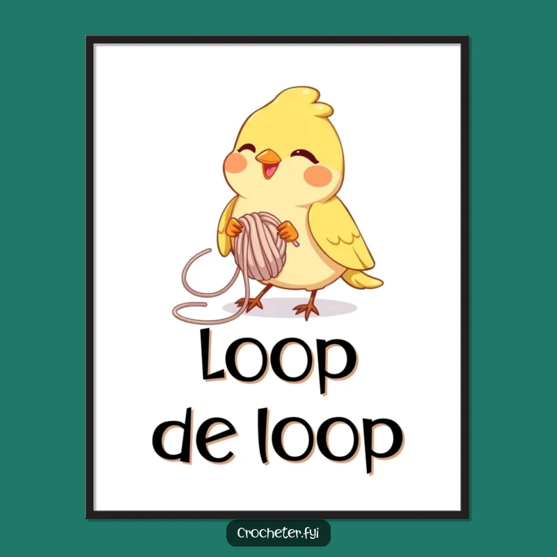 Funny Bird Yarn Looping Digital Art - Instant Craft Decor