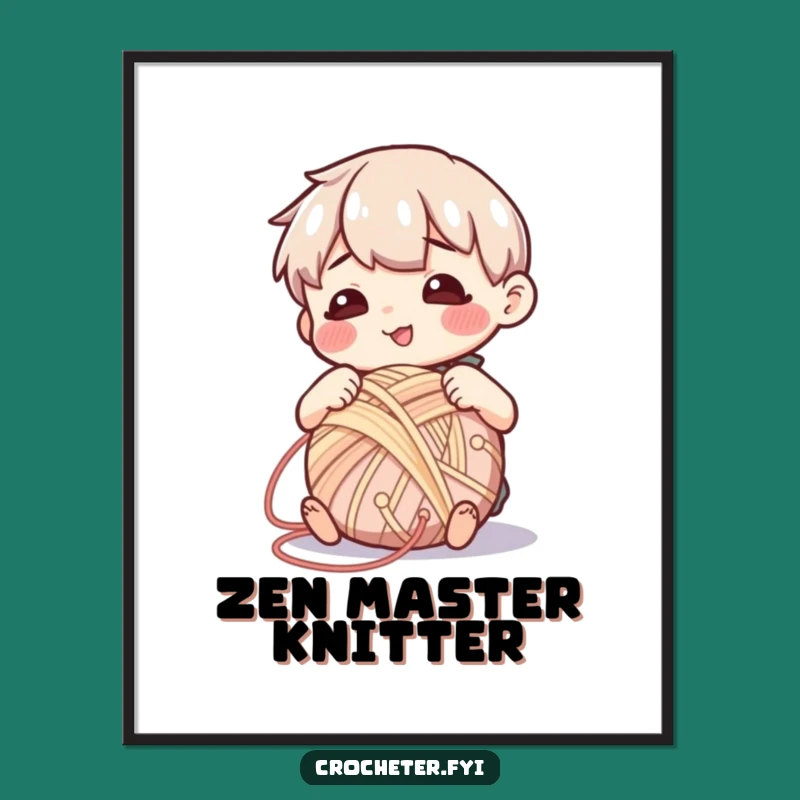 Funny Contented Yarn Winder Digital Art Print - Instant Calm Decor for Crafters!