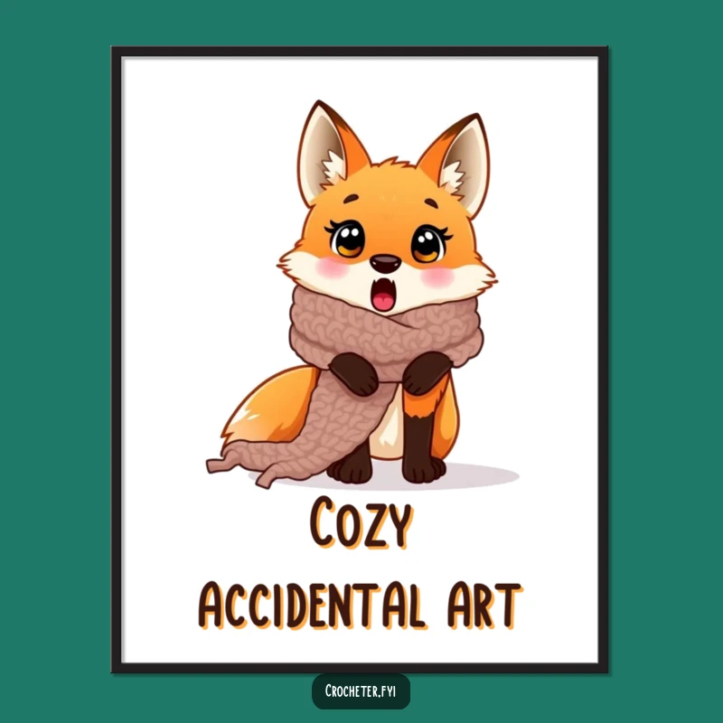 Funny Fox Scarf Digital Art: Instant Whimsy for Your Space