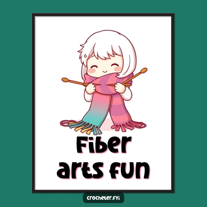 Funny Knitting Character Digital Print - Cute Crafter Art, Instant Gift Download