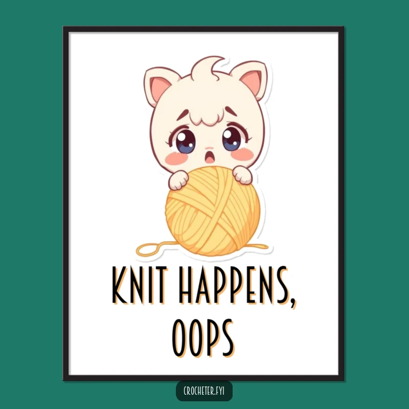 Funny Surprised Yarn Drop Digital Art: Instant Alarm, Perfect Funny Gift!