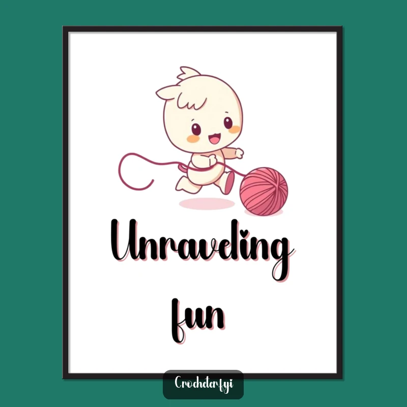 Funny Yarn Chaser Digital Art: Playful Print Funny Gift
