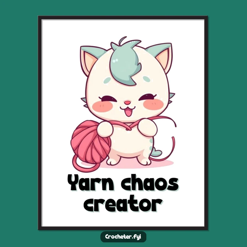 Funny Yarn Tangler Digital Print - Mischievous Crafter Art, Instant Gift Download