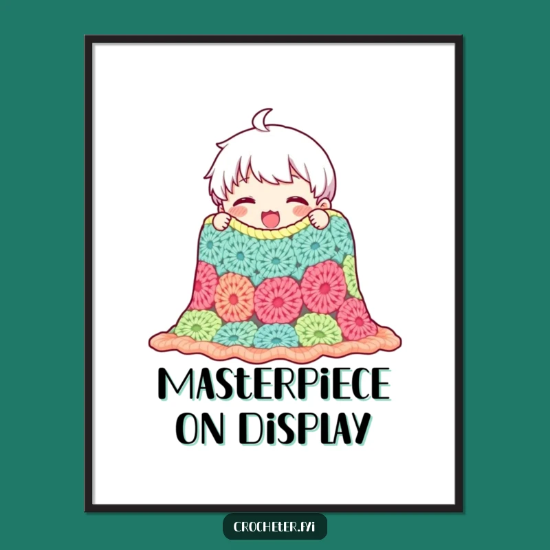 Funny Crocheted Blanket Digital Art: Crafter Print Funny Gift