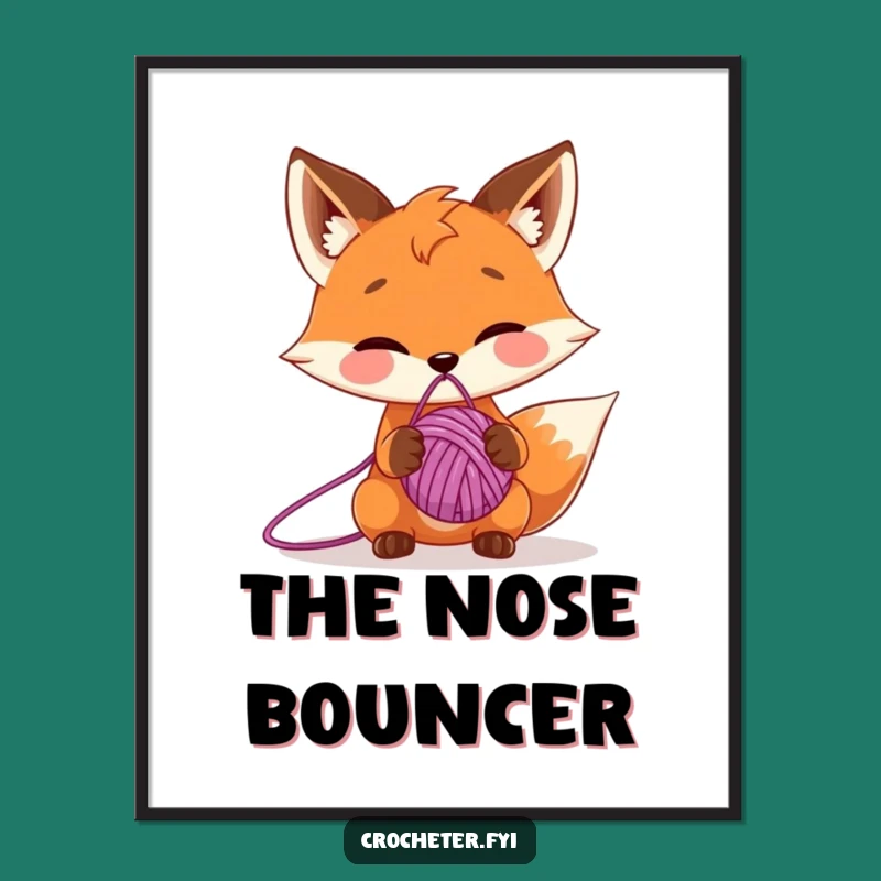 Funny Fox Yarn Ball Digital Art: Humorous Cartoon Decor