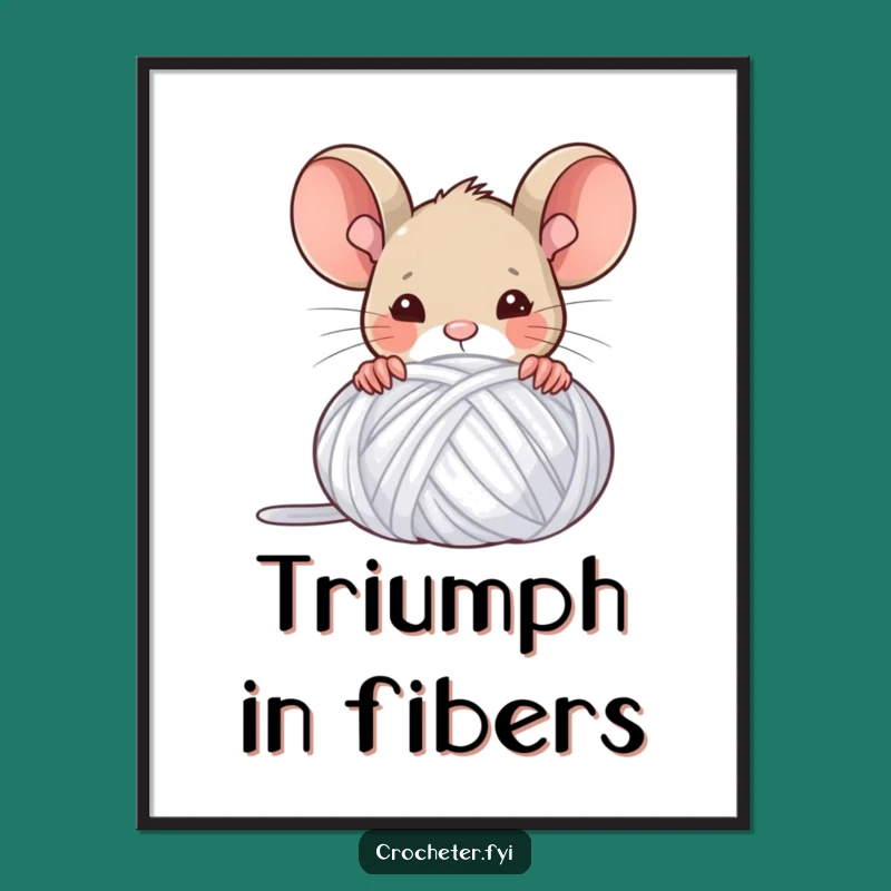 Funny Mouse Yarn Art Print: Celebrate Crafting Triumphs Digitally