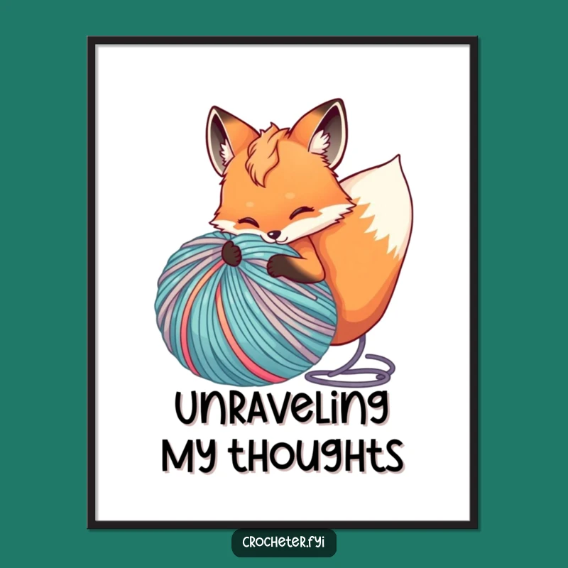 Funny Fox Yarn Art Print: Bring Hilarious Crafting Whimsy to Your Space