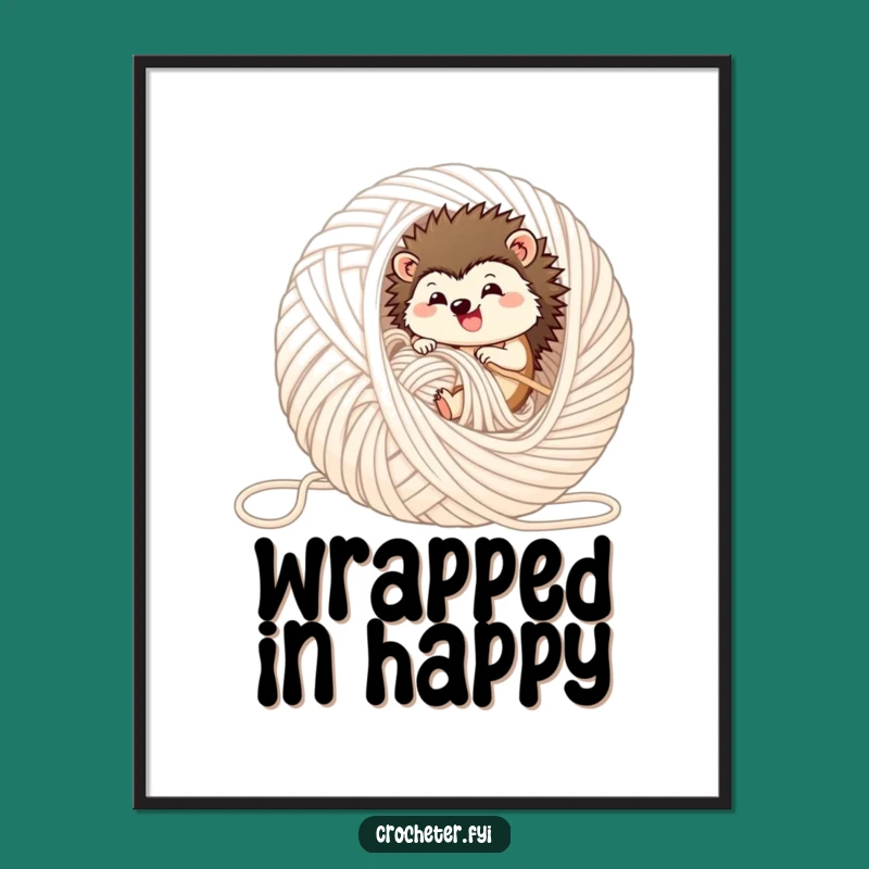 Funny Hedgehog Yarn Ball Digital Art - Instant Cozy Download!