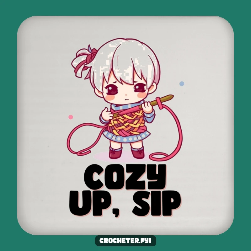 Funny Crochet Master Coaster: Determined Crafter Funny Gift Protecting Surfaces Yarn