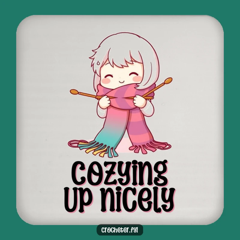 Funny Knitting Character Coaster - Cute Crafter Decor, Perfect Yarn Lover Gift