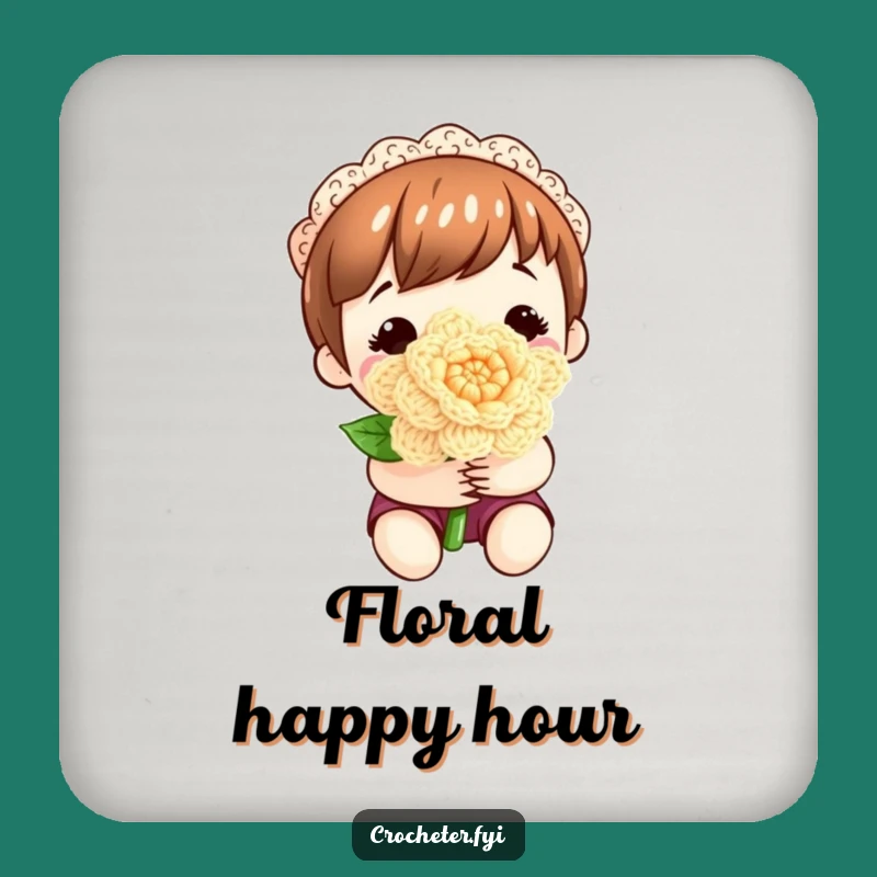 Funny Crocheted Flower Coaster: Content Crafter's Floral Drink Protector