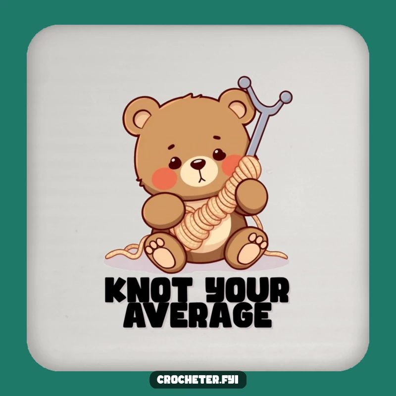 Funny Clumsy Bear Crochet Coaster - Hilarious Gift for Drink & Craft Lovers