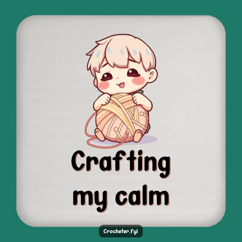 Funny Contented Yarn Winder Coaster - Protect Surfaces with Peaceful Craft Art!