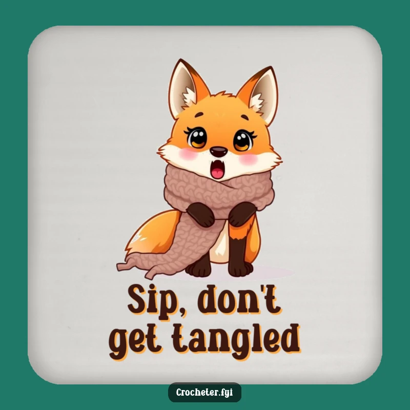 Funny Fox Scarf Coaster: Protect Surfaces with Whimsical Charm