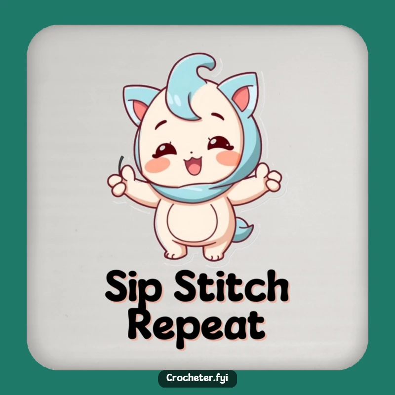 Funny Knitting Coaster: Happy Character with Perfect Stitch