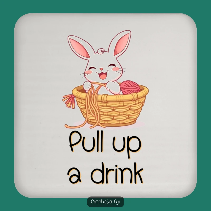 Funny Rabbit Yarn Pull Coaster: Quirky Cartoon Craft Protector