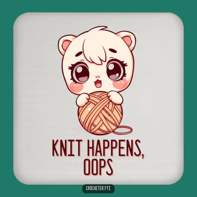 Funny Surprised Yarn Drop Coaster - Protect Surfaces with Hilarious Craft Art!